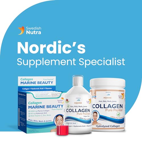Swedish Nutra Marine Beauty Collagen | High Strength Type 1 & 3 Collagen to Rejuvenate Hair, Skin & Nails Swedish Nutra