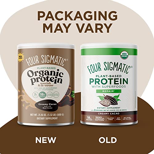 Four Sigmatic Organic Plant-Based Protein Powder Creamy Cacao Protein with Lion’s Mane Four Sigmatic