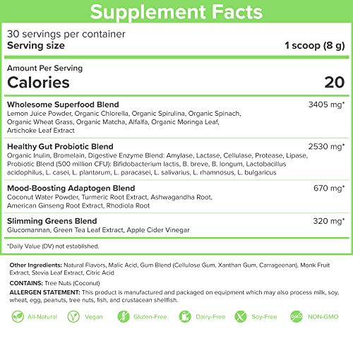 SkinnyFit Mango Splash Skinny Greens, Green Juice Superfood Powder, Natural Energy SkinnyFit