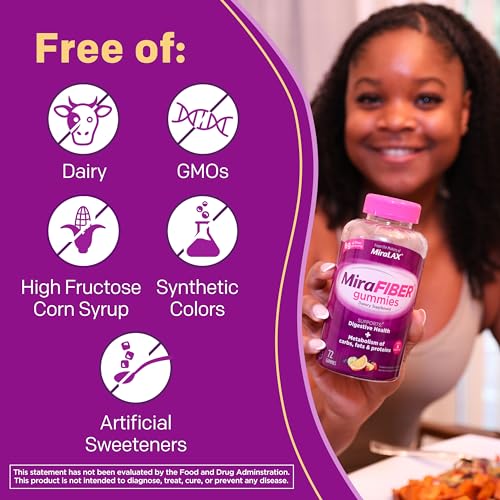 MiraLAX: MiraFIBER Gummies, 8g of Daily Prebiotic Fiber with B Vitamins to Support MiraLAX