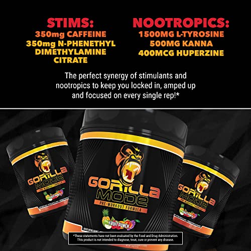 Gorilla Mode Pre Workout - Massive Pumps · Laser Focus · Energy · Power - L-Citrulline Gorilla Mind