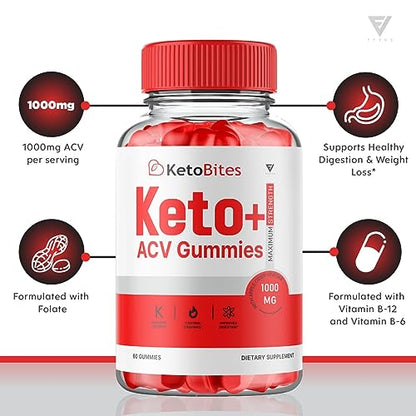 (2 Pack) Keto Bites ACV Gummies, KetoBites Keto ACV Gummies Advanced Weight Loss