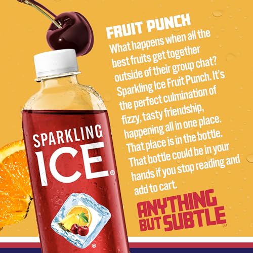 Sparkling Ice, Fruit Punch Sparkling Water, Zero Sugar Flavored Water, with Vitamins Sparkling ICE