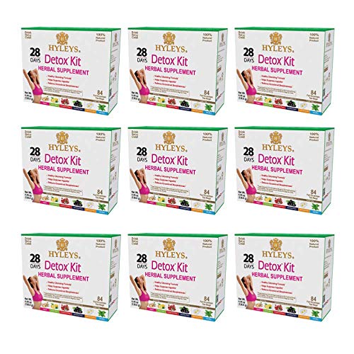 Hyleys Detox Tea for Cleanse and Weight Loss - 28 Day Kit - 84 Tea Bags (9 Pack) HYLEYS