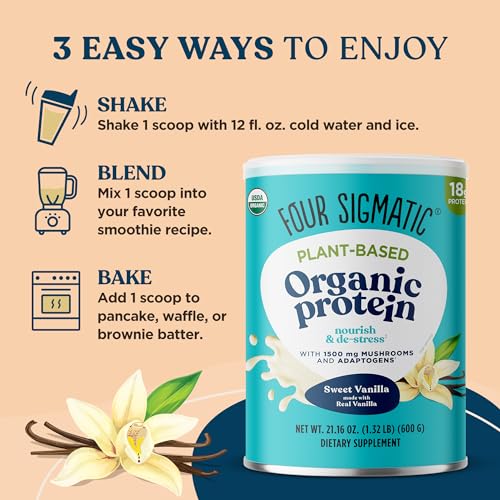 Four Sigmatic Organic Vegan Protein Powder | 18g Plant-Based Protein per Serving Four Sigmatic