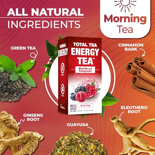 Total Tea Detox Tea & Energy Tea Set - 25 Day Detox Tea - Herbal SIim Tea Total Tea