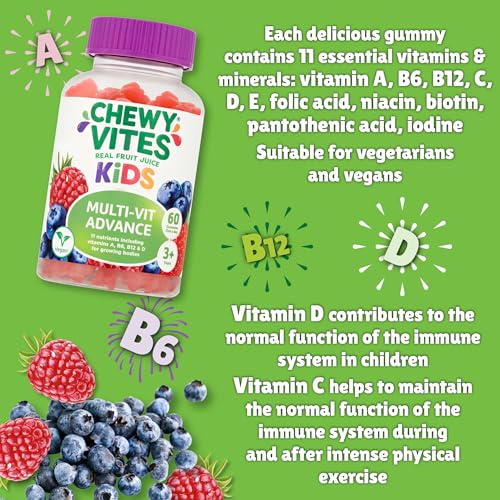 Chewy Vites Kids Multivitamin Advance 60 Gummy Vitamins | 11 Essential Nutrients CHEWY VITES
