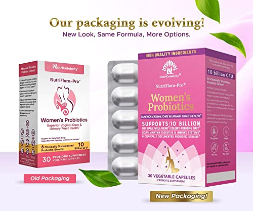 Nutricelebrity NutriFlora-Pro Probiotics for Women - Support Vaginal, Urinary Health Nutricelebrity