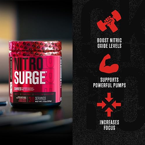 Jacked Factory NITROSURGE Shred Pre Workout Supplement - Energy Booster, Instant Jacked Factory