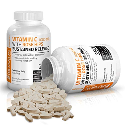 Bronson Vitamin C 1000 mg with Rose Hips Sustained Release, 250 Tablets Bronson