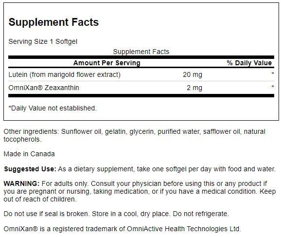 Swanson Synergistic Eye Health - Lutein and Zeaxanthin Supplement Swanson