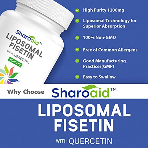 Sharoaid Liposomal Fisetin with Quercetin Supplements 1200 mg per Serving,High Absorpti Sharoaid