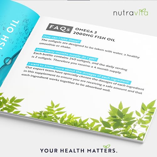 Omega 3 2000mg with 660mg EPA & 440mg DHA per Serving - 240 Softgel Capsules Nutravita