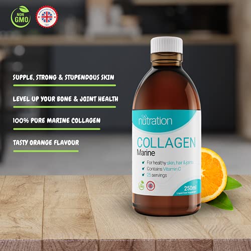 Marine Collagen Liquid | 25 x 10ml Servings | Liquid Collagen Drink for Women and Men | Pure Marine Collagen for Strong Bones & Joints Nutration