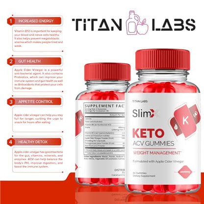 (2 Pack) SlimX Keto ACV Gummies, SlimX Keto ACV Advanced Weight Loss 1000MG Apple
