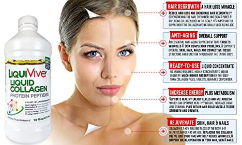 LiquiVive Liquid Collagen Protein Peptides Concentrate | Pure Hydrolyzed Super Multi Collagen Life Miracle