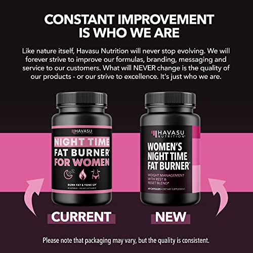 HAVASU NUTRITION Night Time Fat Burner Weight Loss Pills for Women | Appetite Suppressant for Weight Loss (+ Vitamin D, 60 Count)