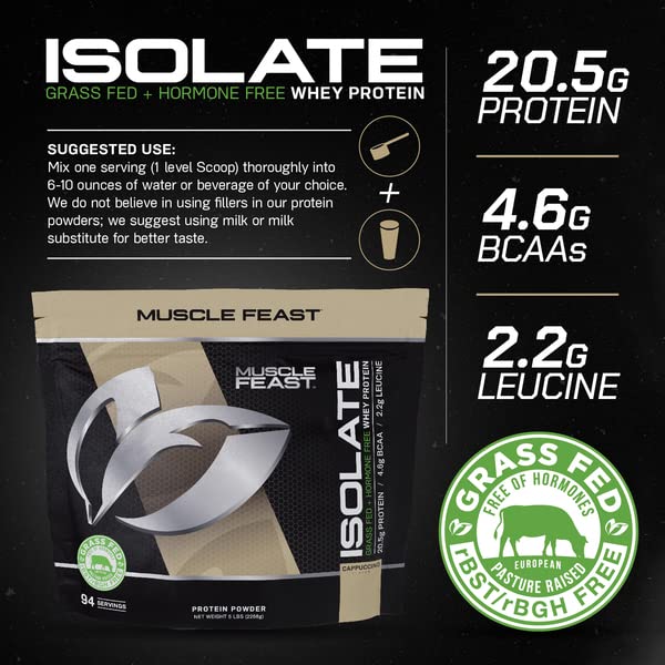 Muscle Feast Grass-Fed Whey Protein Isolate, All Natural Hormone Free Pasture Raised Muscle Feast