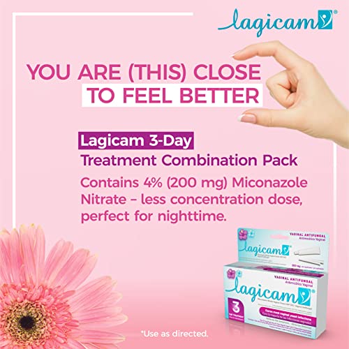 Lagicam Vaginal Yeast Infection, Antifungal 3 Day Miconazole Nitrate Treatment Cream, Relief for Itching LAGICAM V