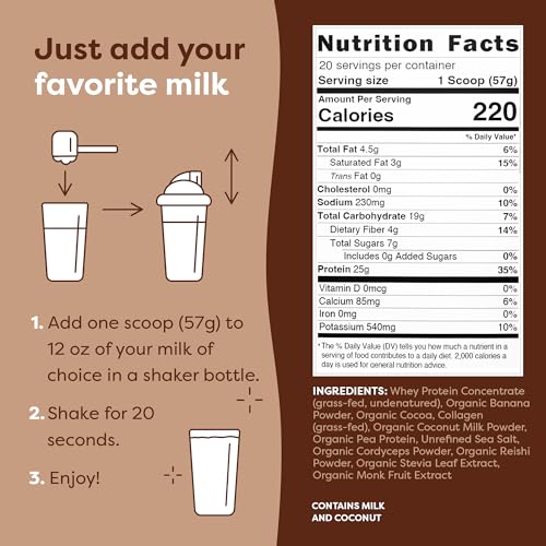 FlavCity Protein Powder Smoothie, Chocolate - 100% Grass-Fed Whey Protein Smoothie FlavCity