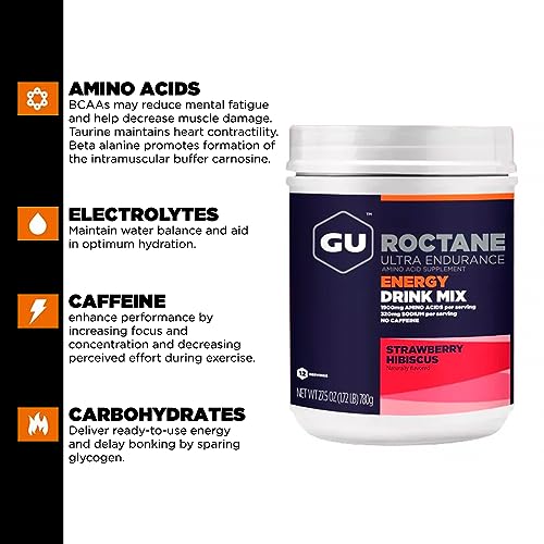 Gu Energy Roctane Ultra Endurance Energy Drink Mix, Strawberry Hibiscus