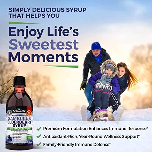 Elderberry Syrup for Kids and Adults - Natural Immune Support with Zinc and Vitamin C BioSchwartz
