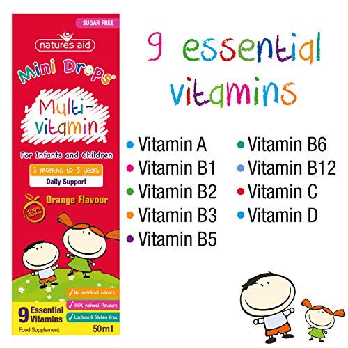 Natures Aid Mini Drops Multi-vitamin for Infants and Children, Sugar Free, 50 ml Natures Aid