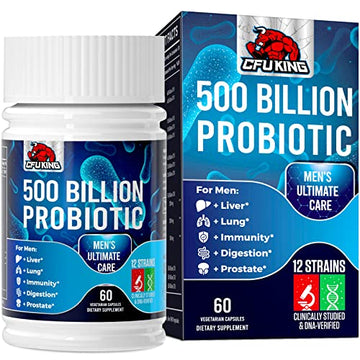 Probiotics for Men, 500 Billion CFU + 12 Strains Men's Probiotic with Turmeric Cranberry 