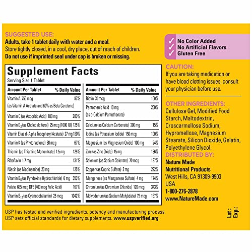 Nature Made Multivitamin For Her 50+ with No Iron, Womens Multivitamin for Daily Nutrition Nature Made