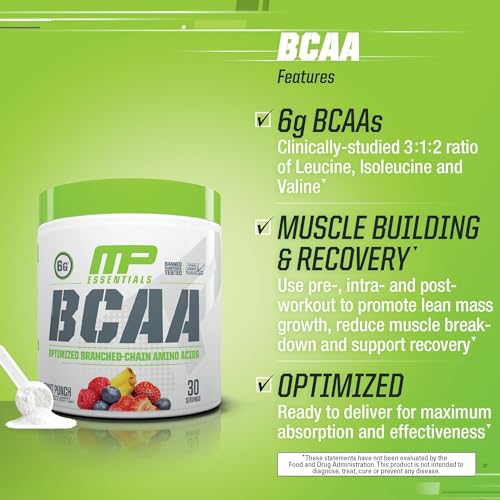 MusclePharm Essentials BCAA, Fruit Punch - 30 Servings Muscle Pharm