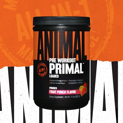 Animal Primal Muscle Hydration + Preworkout Powder – Contains Beta Alanine, 3DPump Animal