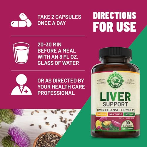Liver Cleanse Detox & Repair Formula. Liver Support Supplement with Dandelion Root Silymarin WHOLE WORLD WELLNESS