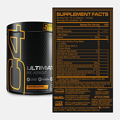Cellucor C4 Ultimate Pre Workout Powder Orange Mango - Sugar Free Preworkout Cellucor