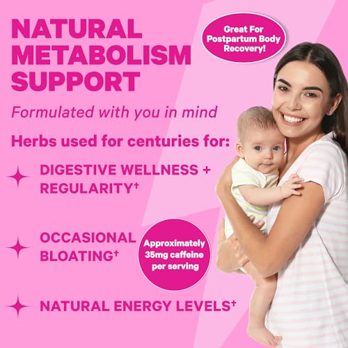 Pink Stork Slim Tea with Organic Dandelion Root, Green Tea, Ginger and Hibiscus for Detox Pink Stork