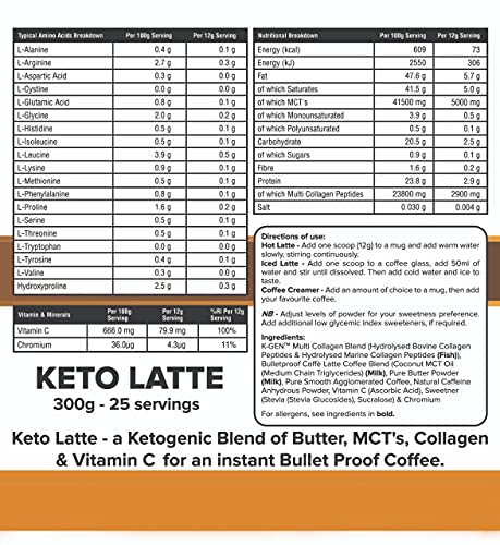 Instant Bulletproof Keto Coffee Creamer UK Made Collagen Latte | Butter Powder, Coconut MCTs & Vitamin C K GEN ketogenic enhancement
