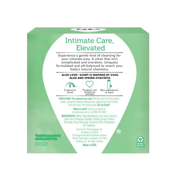 Summers Eve Cleansing Cloths 16 Count Aloe Love (6 Pack) Summer's Eve