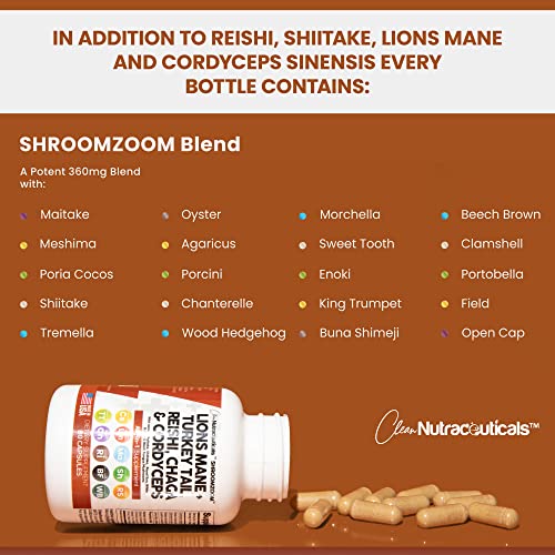 Lions Mane 3000mg 20in1 Mushroom Supplement with Turkey Tail 2000mg