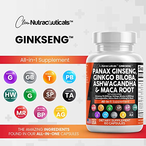 Panax Ginseng 10000mg Ginkgo Biloba 4000mg Ashwagandha Maca Root