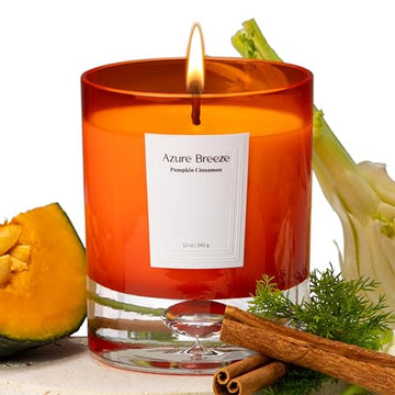 Pumpkin Scented Candles for Home - 12 oz, 70 Hours Burning - Natural Essential Oils & Soy Wax
