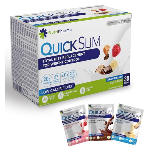 Quick Slim Meal Replacement Shake for Weight Loss, 30 Servings, 20g Protein, 27 Vitamins