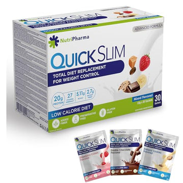 Quick Slim Meal Replacement Shake for Weight Loss, 30 Servings, 20g Protein, 27 Vitamins