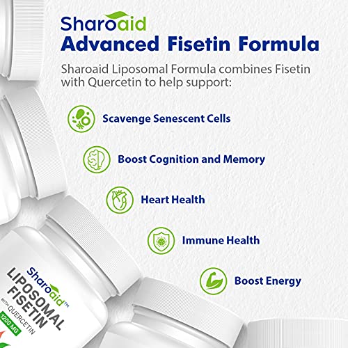 Sharoaid Liposomal Fisetin with Quercetin Supplements 1200 mg per Serving,High Absorpti Sharoaid