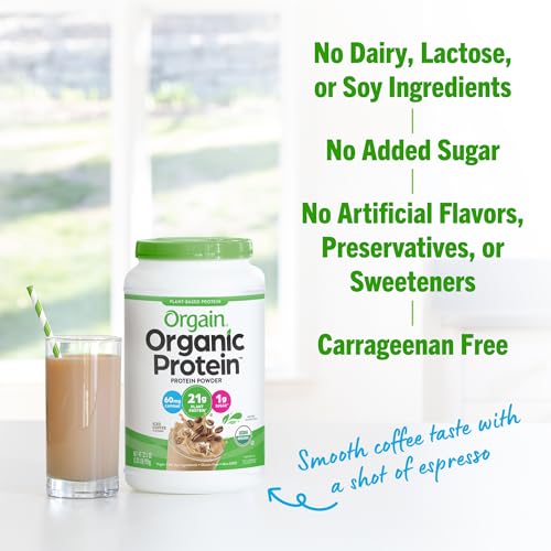 Orgain Organic Vegan Protein Powder, Iced Coffee - 21g Plant Based Protein, Gluten Free Orgain