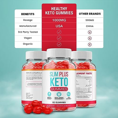 (5 Pack) Slim Plus Keto ACV Gummies - Official - Keto Slim Plus ACV Advanced Weight Loss