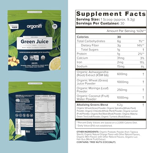 Organifi Green Juice - Organic Superfood Powder - 90-Day Supply - Organic Vegan Greens Organifi