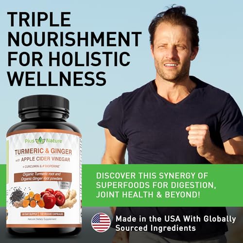 PIUS NATURE Turmeric Curcumin and Ginger with Apple Cider Vinegar, USDA Organic PIUS NATURE
