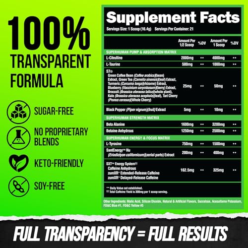 ALPHA LION Superhuman Pre Workout Powder, Beta Alanine, L-Taurine & Tri-Source Caffeine ALPHA LION