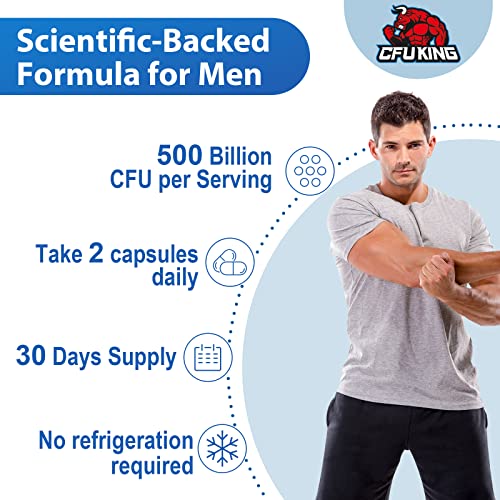 Probiotics for Men, 500 Billion CFU + 12 Strains Men's Probiotic with Turmeric Cranberry CFUKING
