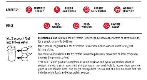 Muscle Milk Genuine Protein Powder, Chocolate, 4.94 Pound, 32 Servings, 32g Protein Muscle Milk